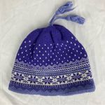 Lands' End Wool Purple Snowflake Fair Isle Knit Beanie w/ Fleece Liner & Tassels Photo 0