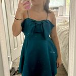 Thirty Thirty Teal Bow Mini Dress Photo 3