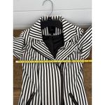 Forever 21  Moto Blazer Size S Black & White Striped Asymmetrical Zip‎ Jacket Photo 4