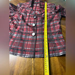 Preston & York  Plaid Button Up Lightweight Jacket Red Black Holiday Career Sz 8 Photo 5