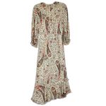 Veronica Beard  Derby Silk Dress Size 4 Midi Oat Multi Faux Wrap Lined Side Slit Photo 3