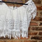 Muche Et Muchette White Crochet Lace Tassel Tie Crop Top Women's Size S/M Photo 2