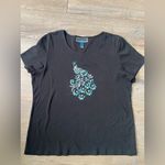 Karen Scott  Black Top with Peacock Design Photo 1