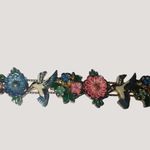 Bracelet Vintage Gold Tone Hummingbird Floral Spring Enamel Link Fold Over Clasp Pink Photo 6