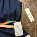 Eliza J Navy White Striped Halter Fit & Flare Dress 10 NWT w/ Belt Nautical Photo 4