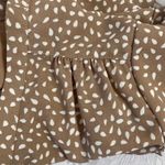 Monday Fun Women's Blouse Medium Brown White Polka Dot V Photo 7