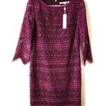 Trina Turk Geddes Blackbird Stripe Lace Sheath Dress in Plum 2 NEW Photo 2
