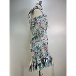 Rococo Sand Sunset Smocked Mini Dress Printed Bodycon White Blue Size M Photo 6