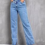 SheIn High Rise Cross Waist Straight Jeans Photo 0