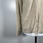 it's our time  Tan Lace Tie V Neck Waffle Knit Long Sleeve Pullover Sweater M Photo 4