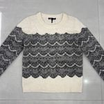 Maje  White Sweater with Black Lace Photo 4