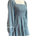 American Eagle Y2K Green Plaid Mini Peasant Dress Tiered Smocked Bust Sz S Photo 2
