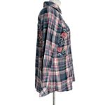 Tolani  Collection Small Top Blouse Embroidered Boho Plaid Photo 2