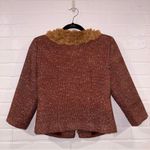 Boston Proper  Tweed Blazer Brown & Red Suit Jacket w/ Tan Floral Trim Photo 11