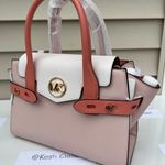 Michael Kors Carmen Medium Color-Block Saffiano Leather Belted Satchel Photo 3