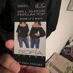 NWT Sofía Jeans black bell sleeve peplum top blouse on or off shoulder Size XS Photo 12