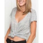 Brandy Melville Katerina Linen Slouchy Top OS Grey Photo 6