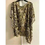 New York & Co. Snake skin print sheer Asymmetrical coverup L/XL Photo 2