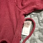 Old Navy  women’s small Knit Wrap Dress Wine Long Sleeve Tie Front Stretch ribbed Photo 8