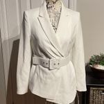 Tahari NWT Crepe Asymmetric Pleated Belt Blazer/Blouse cover jacket avant-garde Futuristic Minimalist Modern Tomboy Masc Boss Lady Work Office Photo 0