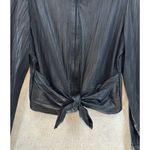 Joseph Ribkoff Size 12 Black Blouse Jacket Waist Tie Zip Up Shimmer Vintage Photo 5