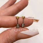 4mm Yellow CZ Double Ended Barbell Earrings – Stainless Steel Studs Photo 3