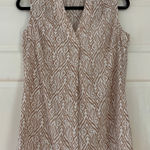 Coolibar Tan and White Sleeveless Blouse UPF 50 Patterned Size Small Vacation Photo 0
