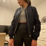 Topshop Navy Blue Bomber Jacket Photo 0