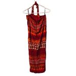 Wrapper  Red Mixed Print Sleeveless Halter Long Maxi Dress Women SZ 8 Photo 5