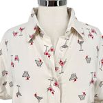 Japna  Martini Print White Button-Down Shirt Size Small NWT Photo 3