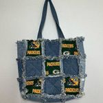 Green Bay Packers Custom Handmade Denim Jeans Patchwork Purse Bag Photo 0