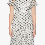 Sangria  Dress Womens 6 White Black Floral Lace Short‎ Sleeve Midi Party Lined Photo 0