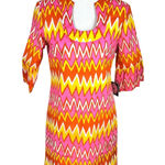 NWT Skirtin Around Zig Zag Print Dress Size 8 Pink Orange Yellow 100% Cotton Photo 0