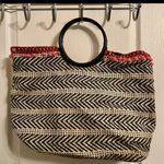 Black and Beige Woven Tote Bag Photo 1