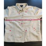 Leslie Fay Vtg  Blouse‎ Women’s 16 Floral Embroidered Linen Blend Top Photo 6