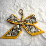 New Weave Bowknot Pendant Bag Charm Soft Silk Scarf Keychain Fashion Charm Yellow Photo 1