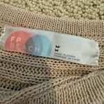 Free People Beach Ribbed Sweater Tan Size Medium Oversized 3/4 Sleeves Photo 3