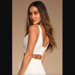 Lulus  Tank Top L NWT  Tweed Cropped Chic and Sophisticated Ivory Textured Photo 5