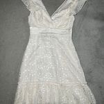Bebe NWT Cotton Eyelet Embroidered Sleeveless White Ruffles Apron Dress Size Small Photo 0