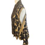 Leopard‎ Print Sleeveless Cardigan Duster Sweater Vest Open Front Animal Print Brown Photo 2
