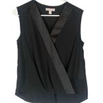 Chelsea28 Black Sleeveless V-Neck Tuxedo Wrap Style Formal Blouse Women Sz S Photo 0