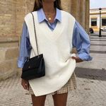 ZARA Origins Purl Knit Oversized Sweater Vest Photo 0