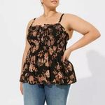 Torrid Babydoll Chiffon Smocked Cami Roaming Leopards Black Peplum Animal Edgy 3 Photo 0