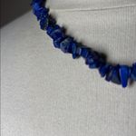 Natural Stone Lapis Lazuli Chip 18 in Vintage Necklace Silver Tone Barrel Clasp Blue Photo 2