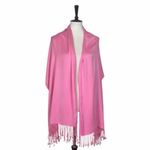 Women’s Bundle 3 Oblong Scarfs Solid Color Fringe Pink Peacock Blue Hot Pink Photo 11