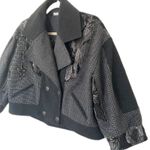 Angels Never Die Gray Crop Wool Blend Jacket Patchwork Beaded Detail Sz 1 Photo 4