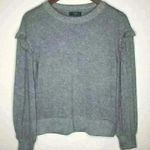 Tahari  Gray Heather Ruffle Sleeve light weight sweater Sz‎ S Photo 0