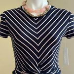Pacific&Co JO &  Jeans Navy Blue & Pink Stripes NWT Crop Top Short Sleeves SZ SP Photo 0