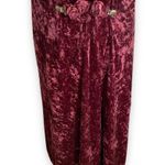 Vintage 90s Maxi Dress Burgundy Crushed Velvet Dark Floral Rosette Short Sleeve Red Size 14 Photo 5