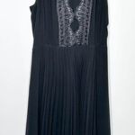 Sandro Black Lace Pleated Midi Dress Photo 0